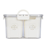 Multipurpose 2 Compartment Storage Cannister with Lid and Handle- Cream