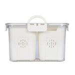 Multipurpose 2 Compartment Storage Cannister with Lid and Handle- Cream