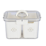 Multipurpose 2 Compartment Storage Cannister with Lid and Handle- Cream