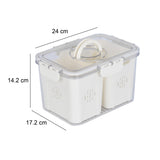 Multipurpose 2 Compartment Storage Cannister with Lid and Handle- Cream