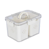 Multipurpose 2 Compartment Storage Cannister with Lid and Handle- Cream