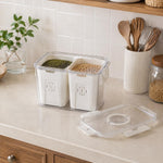 Multipurpose 2 Compartment Storage Cannister with Lid and Handle- Cream