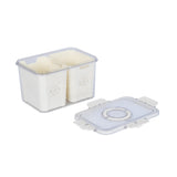 Multipurpose 2 Compartment Storage Cannister with Lid and Handle- Cream