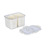 Multipurpose 2 Compartment Storage Cannister with Lid and Handle- Cream