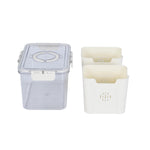 Multipurpose 2 Compartment Storage Cannister with Lid and Handle- Cream