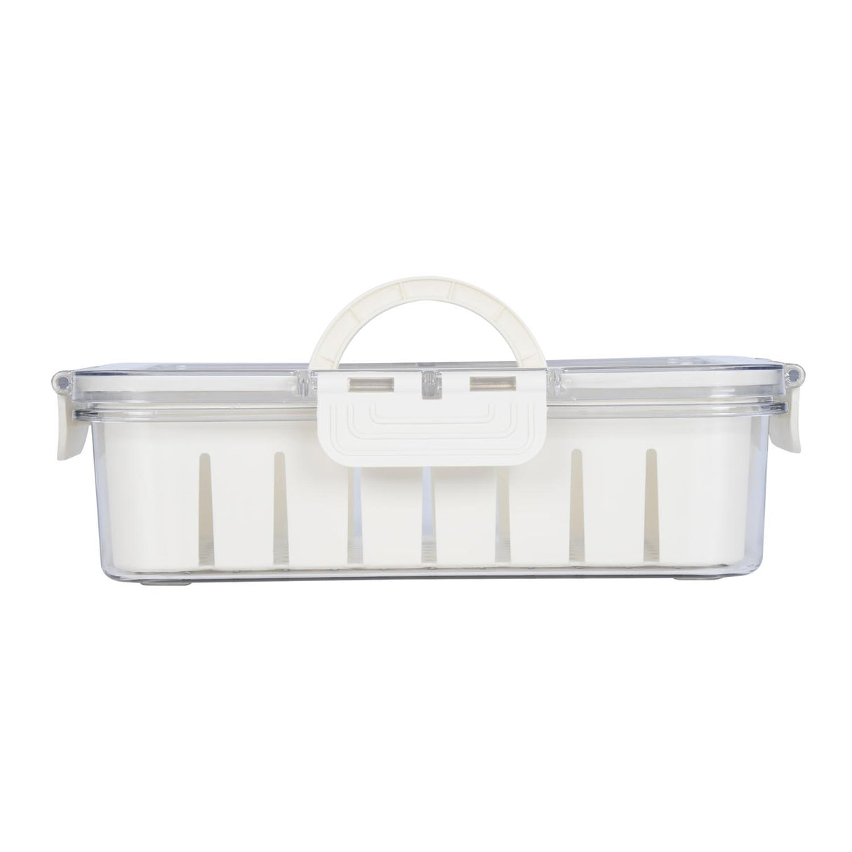 Rectangular Storage Cannister with Lid and Handle-Cream