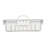 Rectangular Storage Cannister with Lid and Handle-Cream