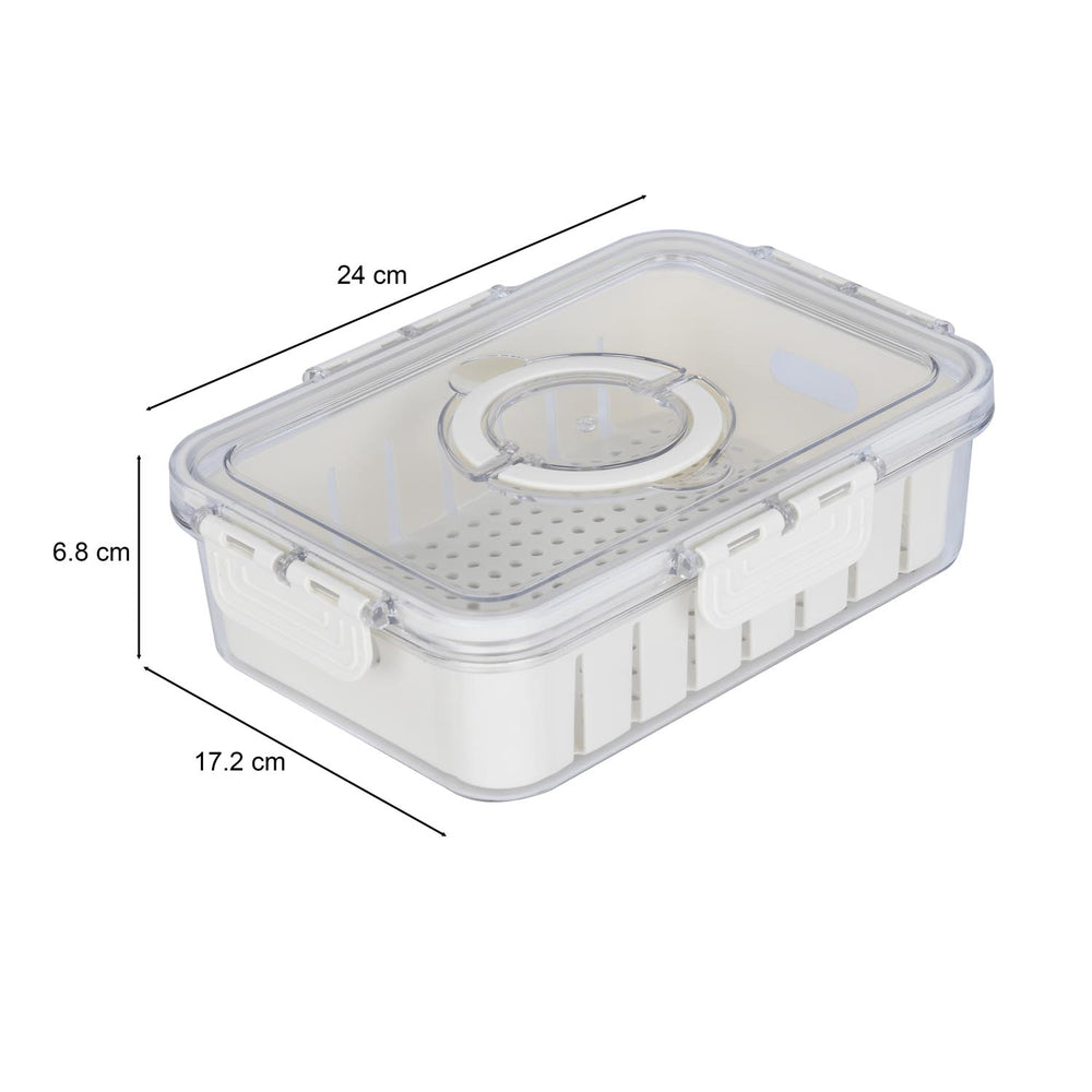 Rectangular Storage Cannister with Lid and Handle-Cream