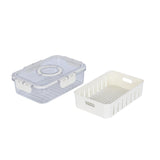 Rectangular Storage Cannister with Lid and Handle-Cream