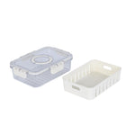 Rectangular Storage Cannister with Lid and Handle-Cream