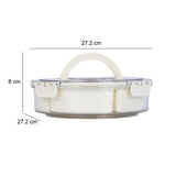 Round 6 Compartment Storage Cannister with Handle-Cream