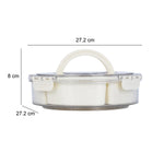 Round 6 Compartment Storage Cannister with Handle-Cream