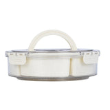 Round 6 Compartment Storage Cannister with Handle-Cream