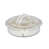 Round 6 Compartment Storage Cannister with Handle-Cream