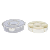 Round 6 Compartment Storage Cannister with Handle-Cream