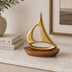Boat Metal and Wooden Showpiece- Gold & Brown