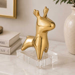 Deer Figurine Metal and Acrylic Showpiece- Gold