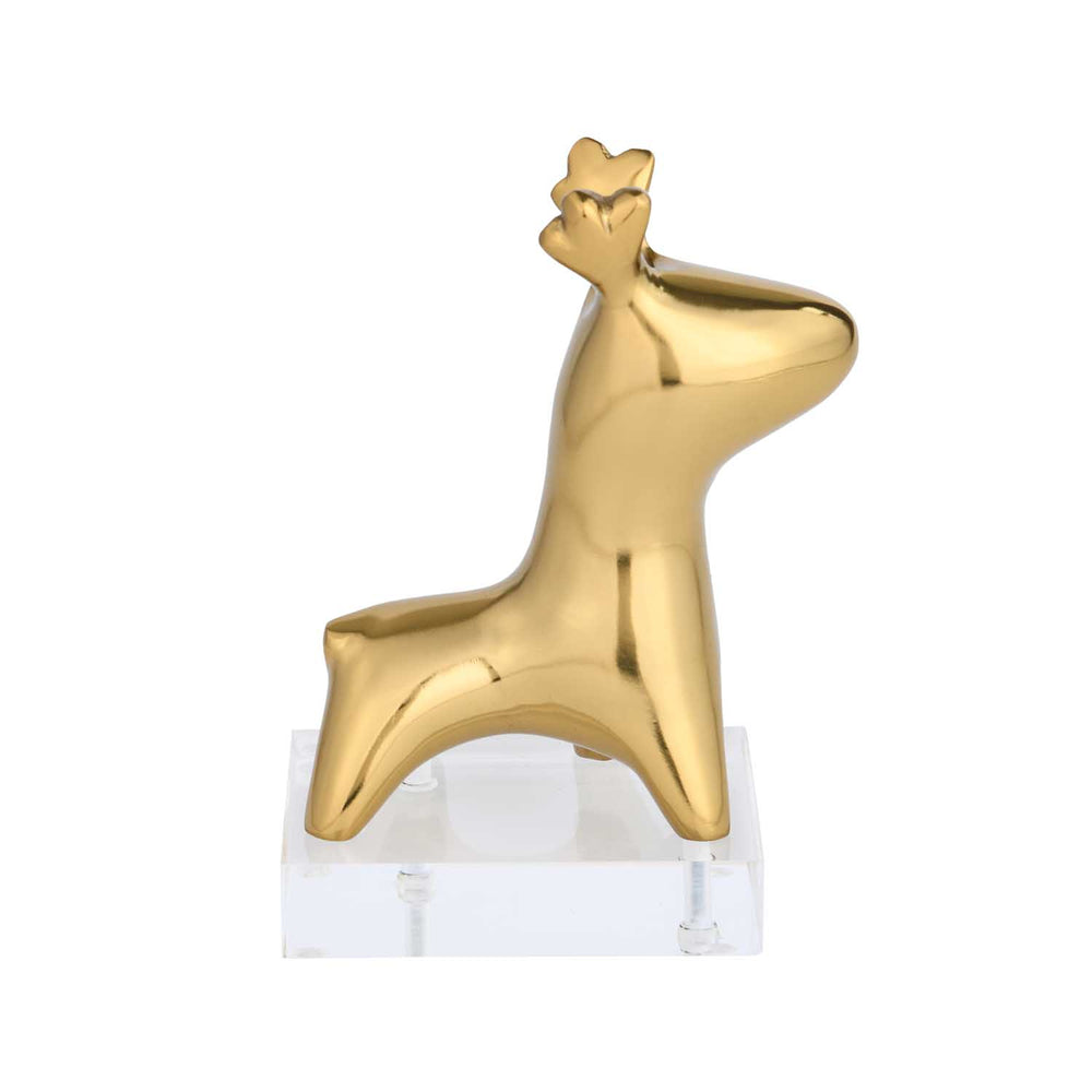 Deer Figurine Metal and Acrylic Showpiece- Gold