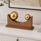 Sphere Balance Metal and Wooden Showpiece- Gold & Brown, Large