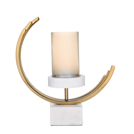 Decorative Arc Candle Holder- Gold & White
