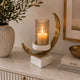 Decorative Arc Candle Holder- Gold & White