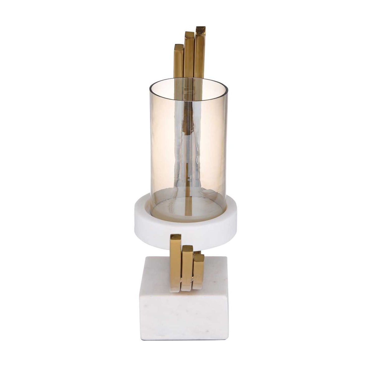 Decorative Arc Candle Holder- Gold & White