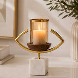 Eye Shape Candle Holder- Gold & White