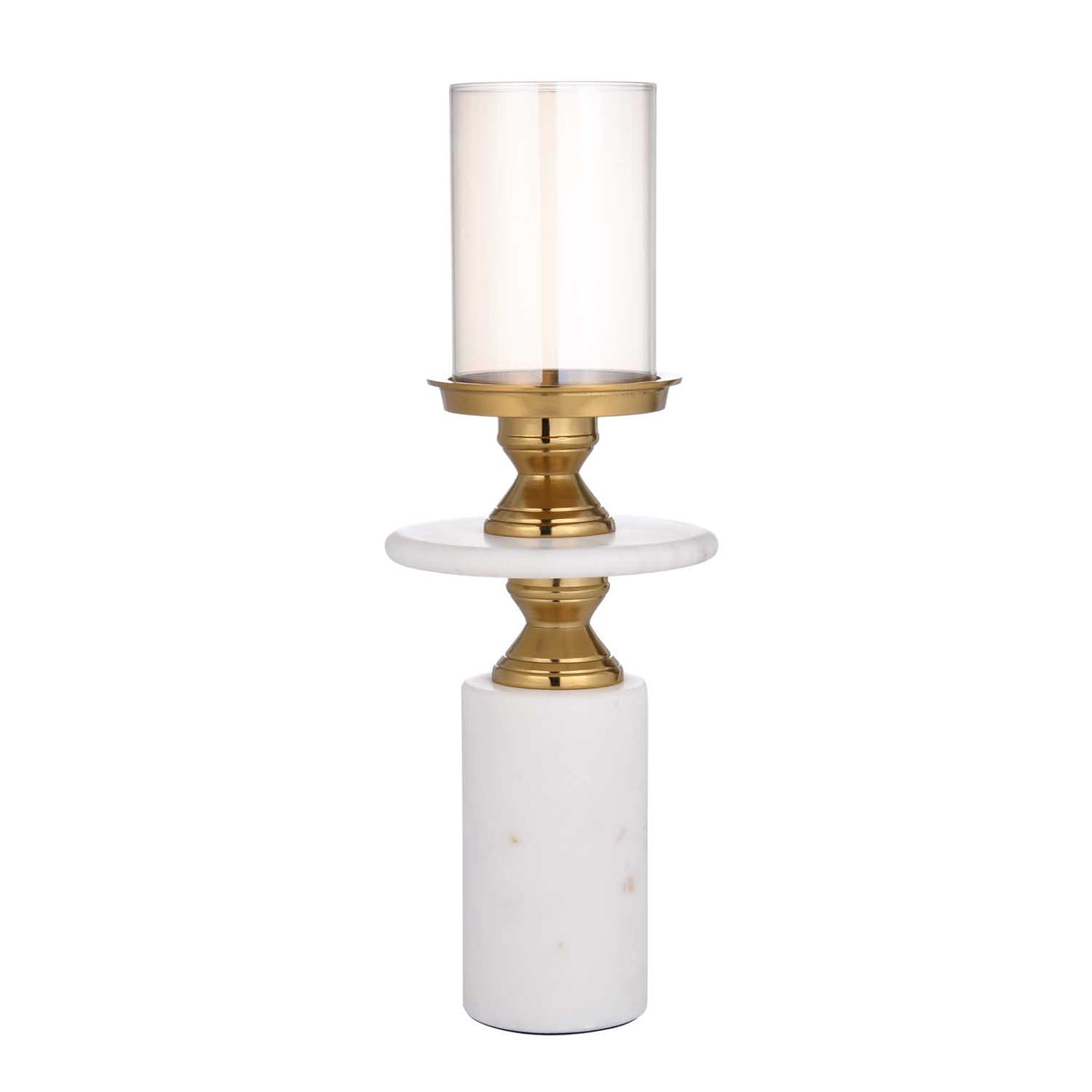 Classic Candle Holder- Gold & White, Large