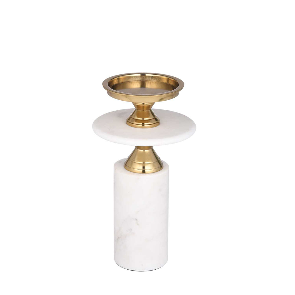 Classic Candle Holder- Gold & White, Large