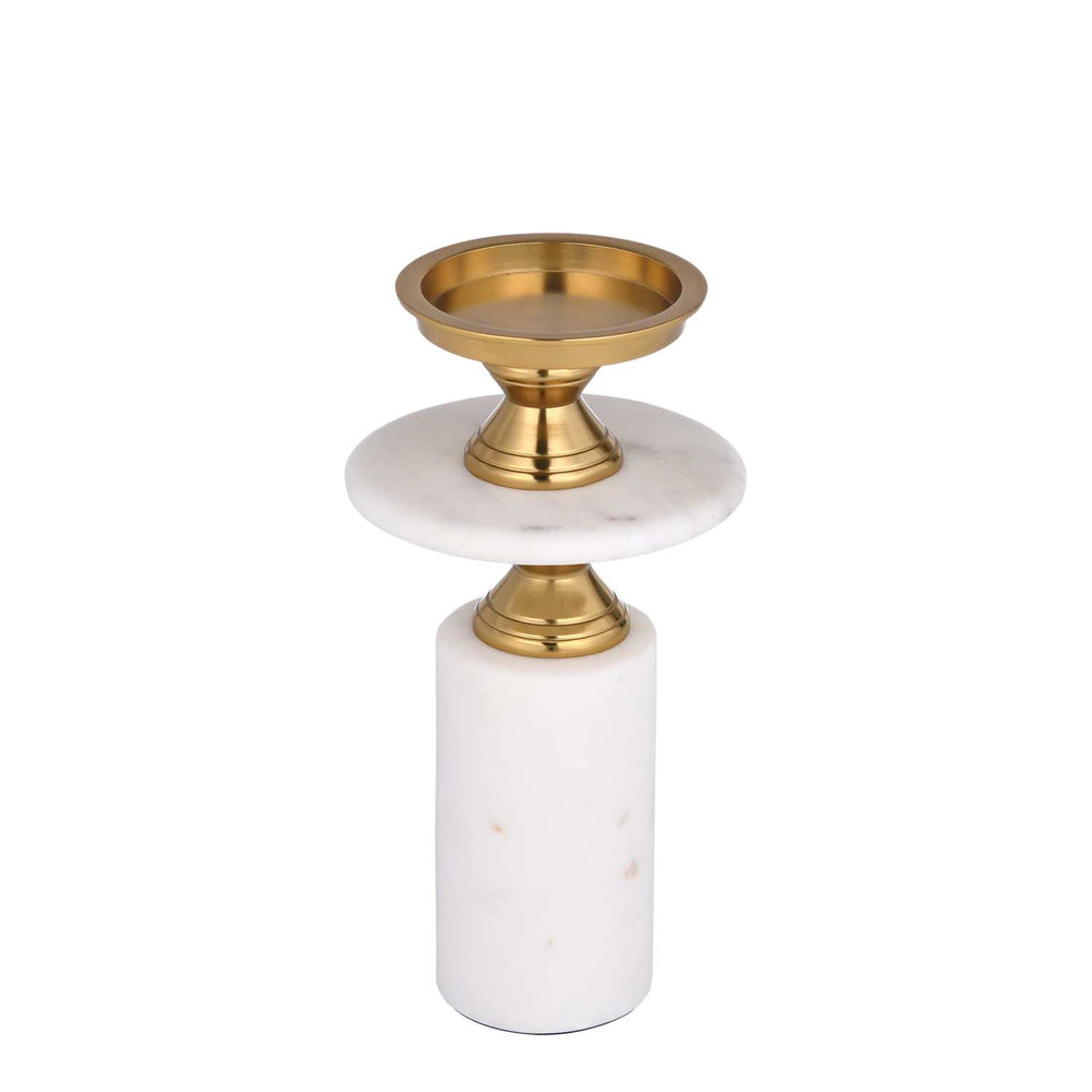 Classic Candle Holder- Gold & White, Small