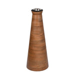 Decorative Glass & Wooden Candle Holder- Gold & Brown, Large