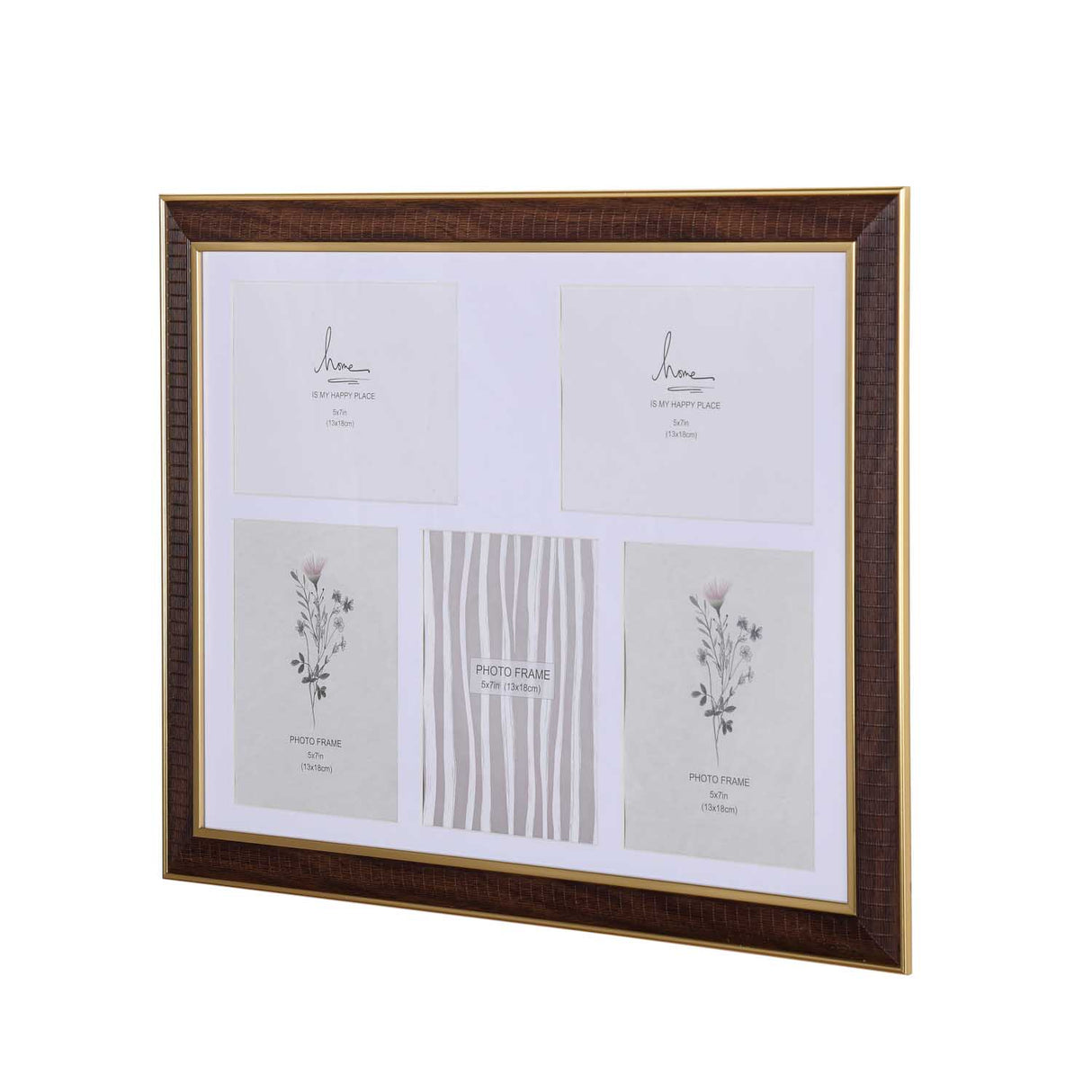 Five Pics Photo Frame- Brown, 5 x 7 Inch