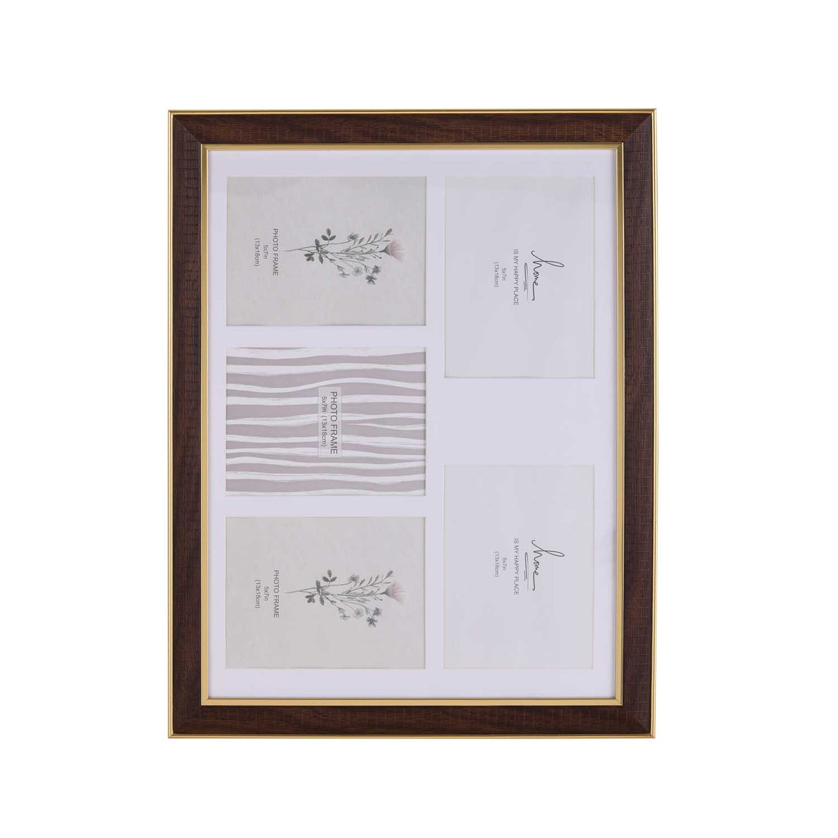 Five Pics Photo Frame- Brown, 5 x 7 Inch