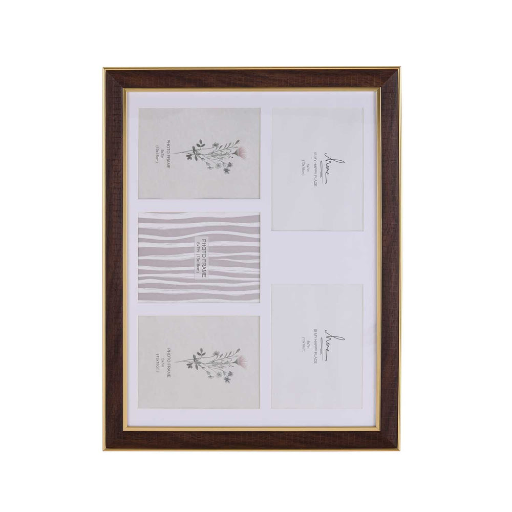 Five Pics Photo Frame- Brown, 5 x 7 Inch