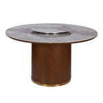 Empera 6 Seater Round Dining Set- Beige & Walnut