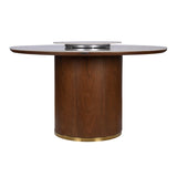 Empera 6 Seater Round Dining Set- Beige & Walnut
