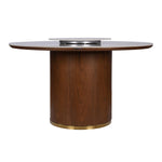 Empera 6 Seater Round Dining Set- Beige & Walnut