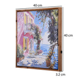 Beachside Bungalow Canvas Wall Painting with LED Light- Pink