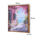 Bougainvillea Cafe Canvas Wall Painting with LED Light- Pink