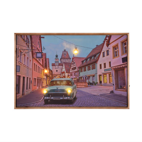 Classic Drive Canvas Wall Painting with LED Light- Multicolor