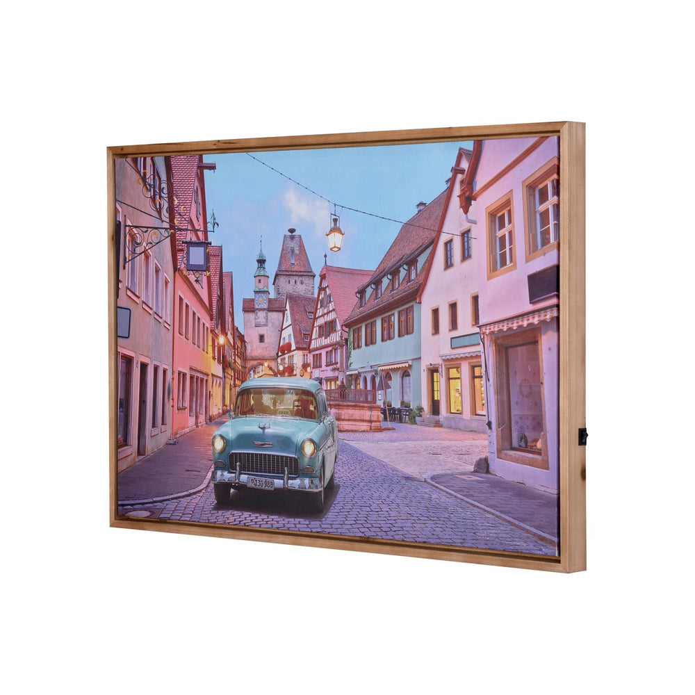 Classic Drive Canvas Wall Painting with LED Light- Multicolor