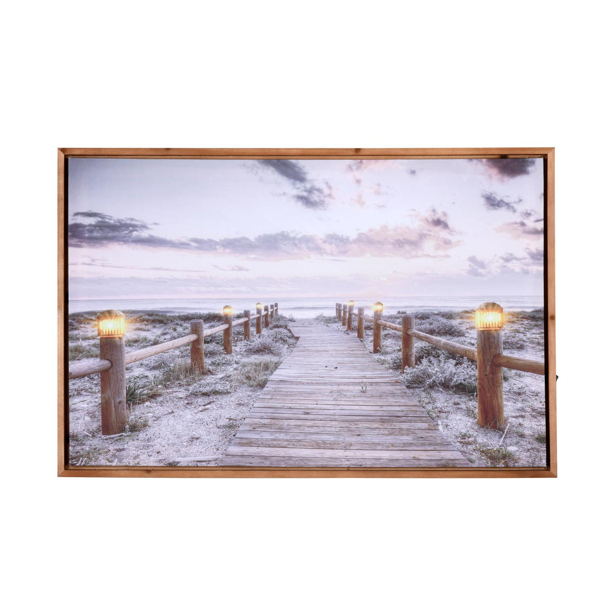 Calm Pathway Canvas Wall Painting with LED Light- Multicolor