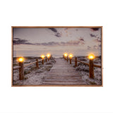 Calm Pathway Canvas Wall Painting with LED Light- Multicolor