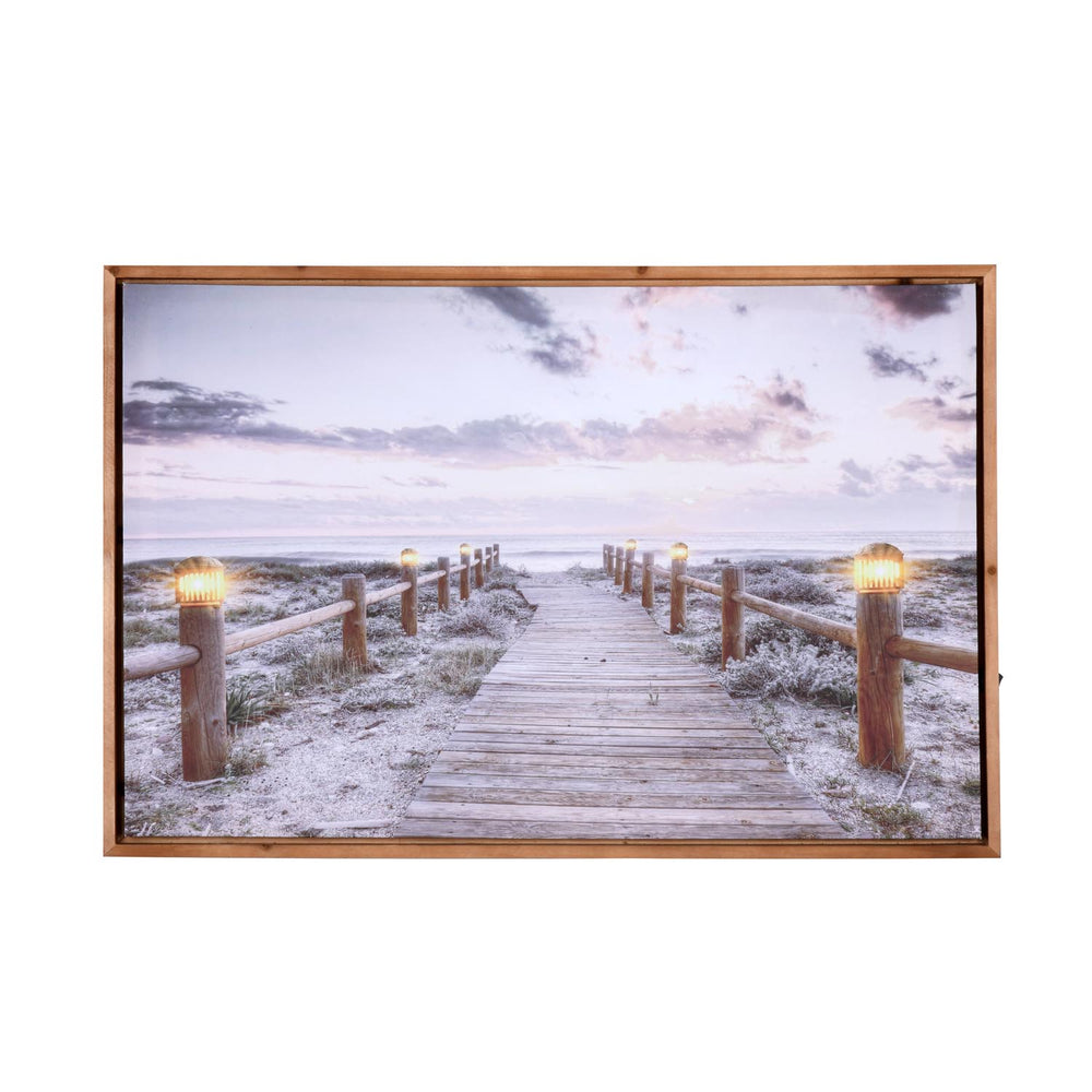 Calm Pathway Canvas Wall Painting with LED Light- Multicolor