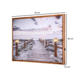 Calm Pathway Canvas Wall Painting with LED Light- Multicolor