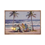 Surf Boards and Van Canvas Wall Painting with LED Light- Multicolor