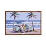 Surf Boards and Van Canvas Wall Painting with LED Light- Multicolor