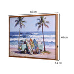 Surf Boards and Van Canvas Wall Painting with LED Light- Multicolor