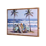 Surf Boards and Van Canvas Wall Painting with LED Light- Multicolor