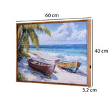 Beach Boat Canvas Wall Painting with LED Light- Multicolor